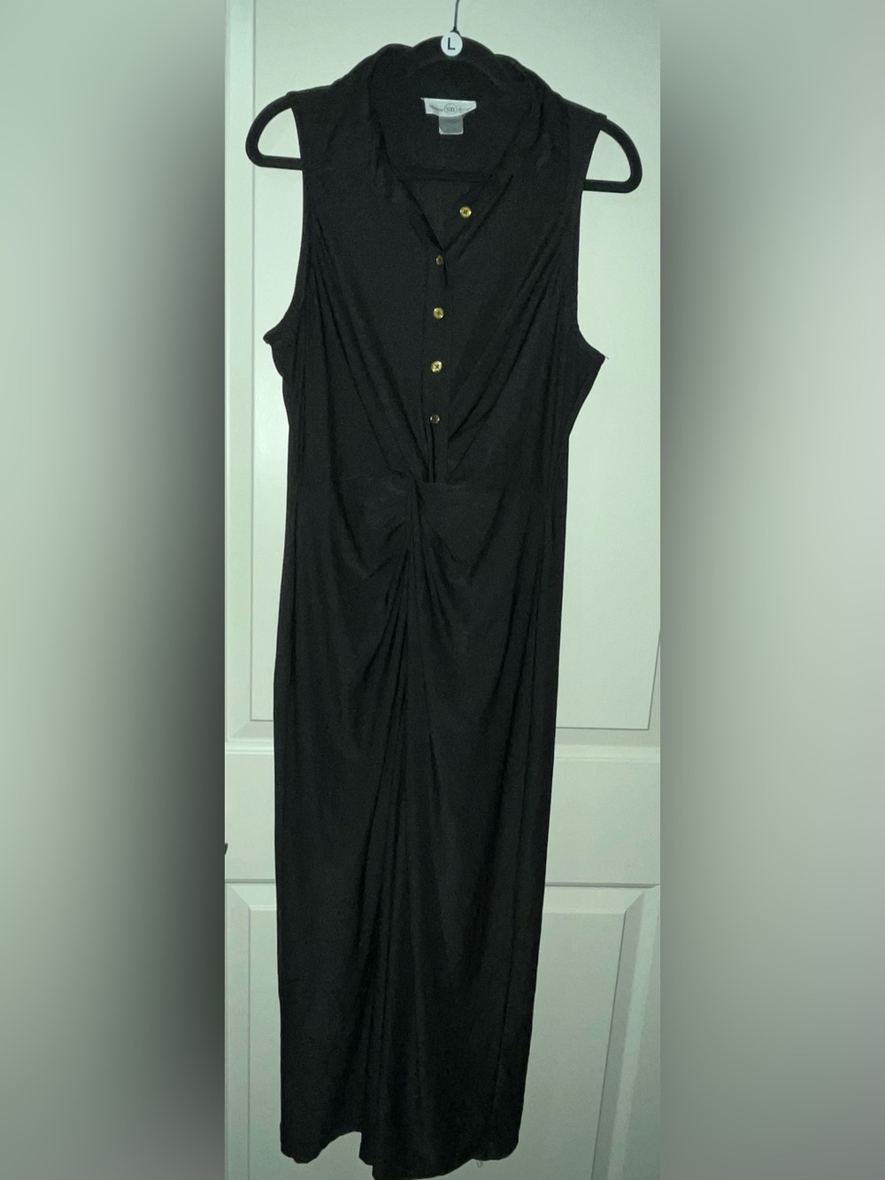 Sloane Rouge Sleeveless Twist-Front Maxi Shirt Dress